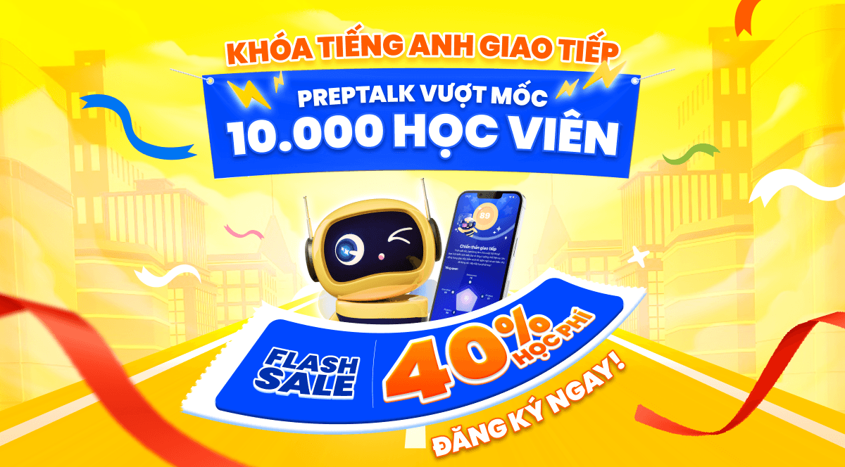 Flash sale khóa tiếng Anh giao tiếp PrepTalk