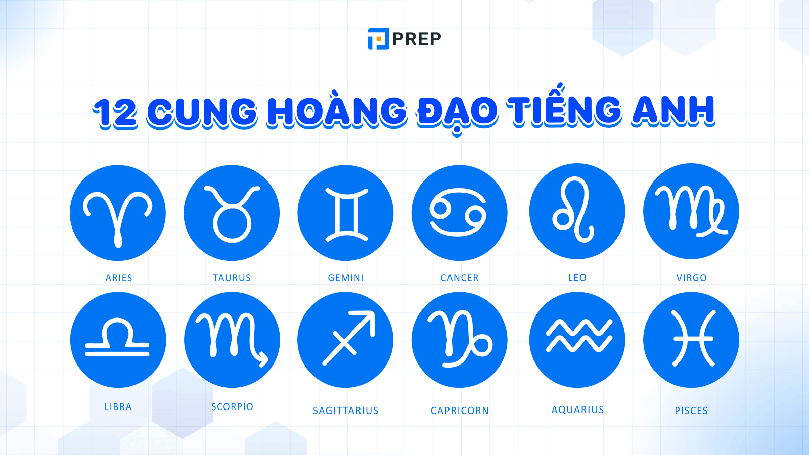Từ vựng về 12 cung hoàng đạo tiếng Anh