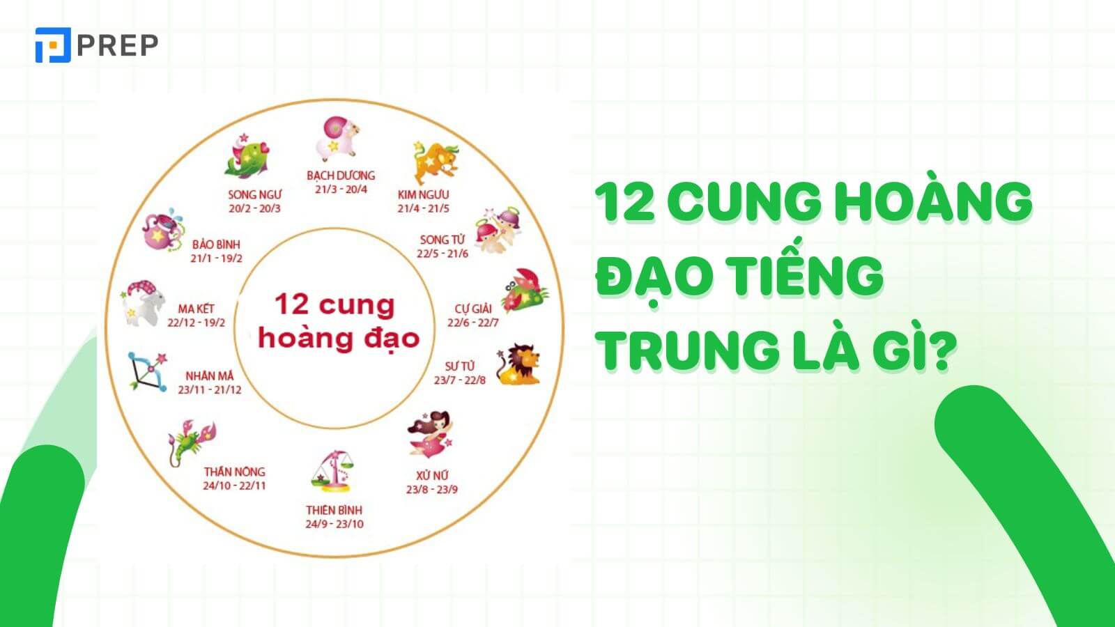 12 cung hoàng đạo tiếng Trung là gì?