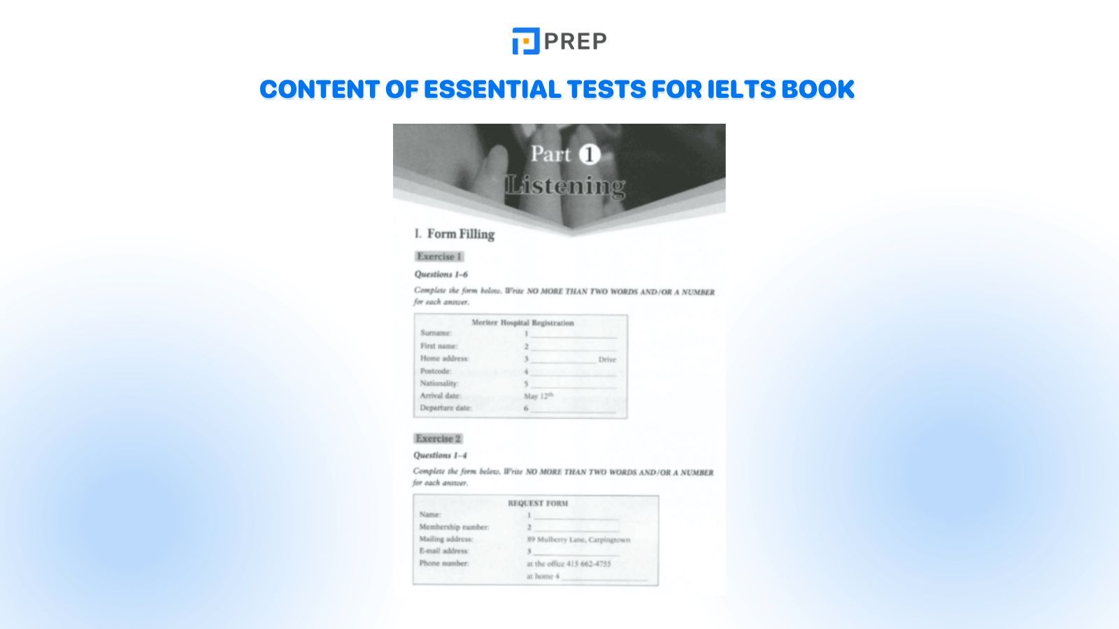 Content of Essential Tests for IELTS Book 