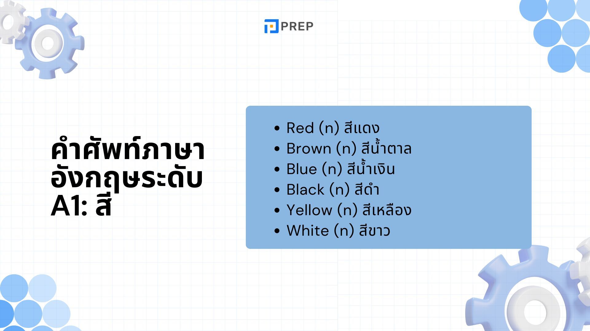 คำศัพท์ภาษาอังกฤษระดับ A1 - พื้นฐานที่ควรรู้