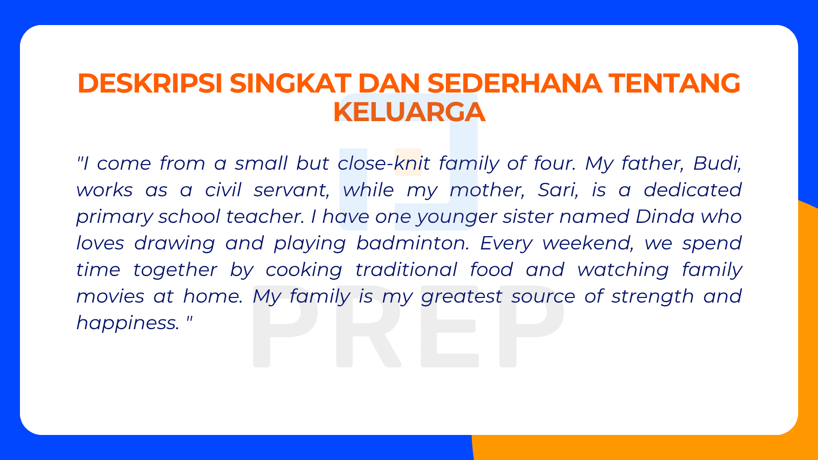 Deskripsi Singkat dan Sederhana tentang Keluarga