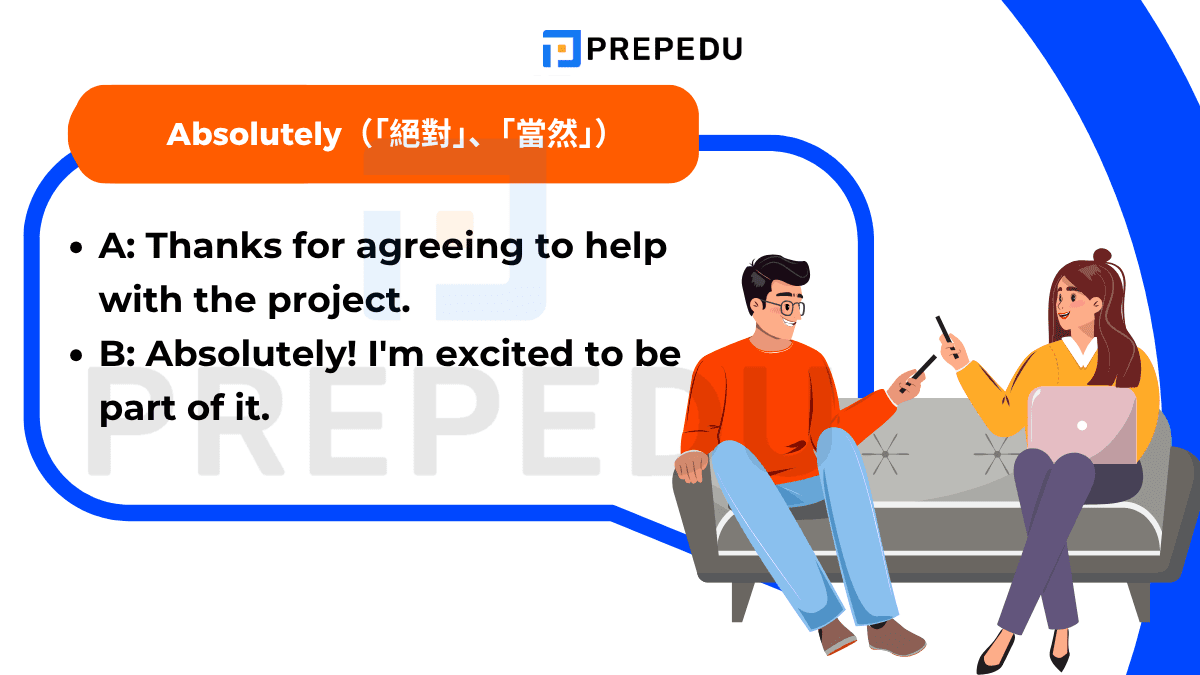 “Absolutely” 的意思是「絕對」、「當然」