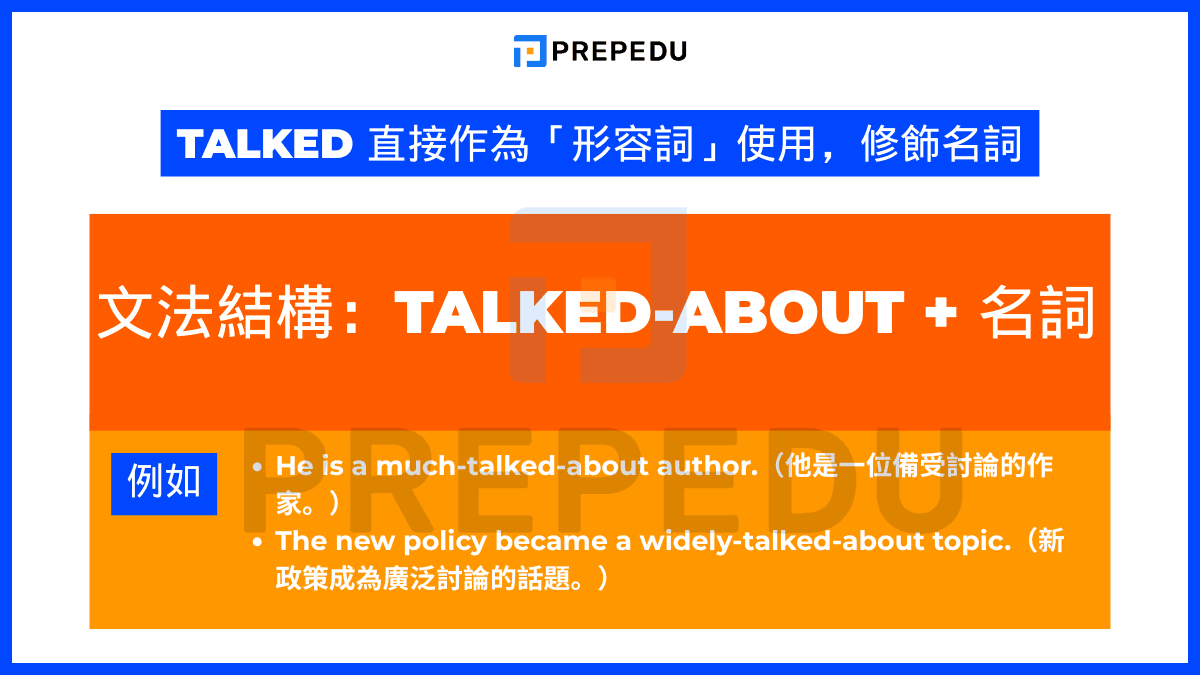 Talked 直接作為「形容詞」使用，修飾名詞