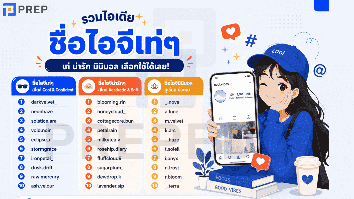 60+ ชื่อไอจีเท่ๆ ภาษาอังกฤษ