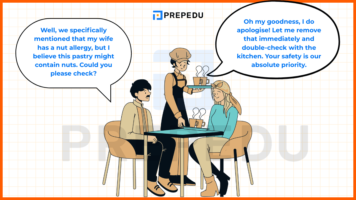 解決餐點問題的禮貌溝通的英文對話