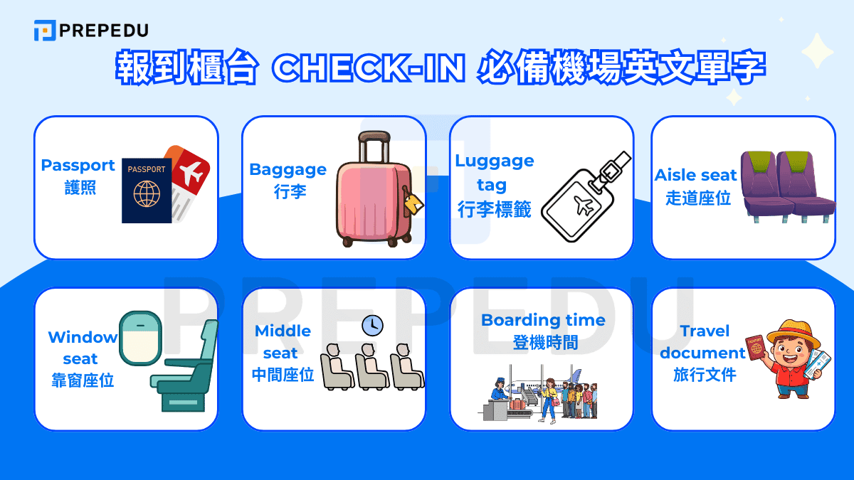 報到櫃台 Check-in 必備機場英文單字