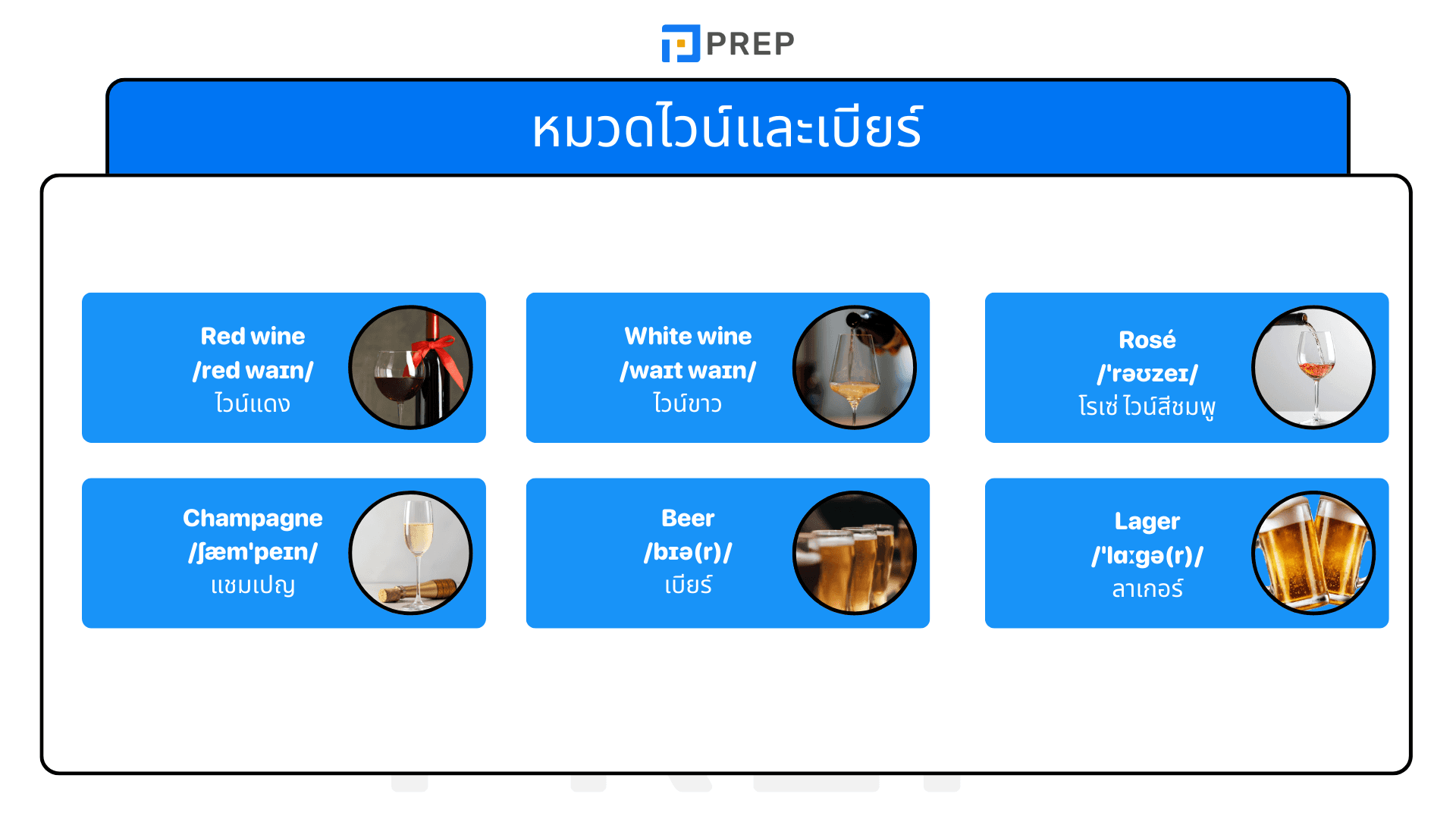 รวมคำศัพท์เครื่องดื่มแอลกอฮอล์ ภาษาอังกฤษที่ใช้บ่อย