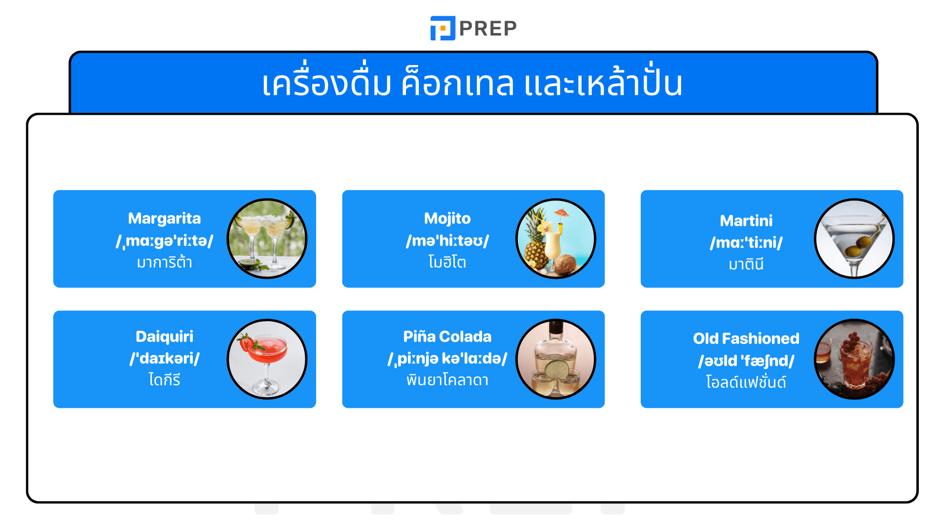 รวมคำศัพท์เครื่องดื่มแอลกอฮอล์ ภาษาอังกฤษที่ใช้บ่อย