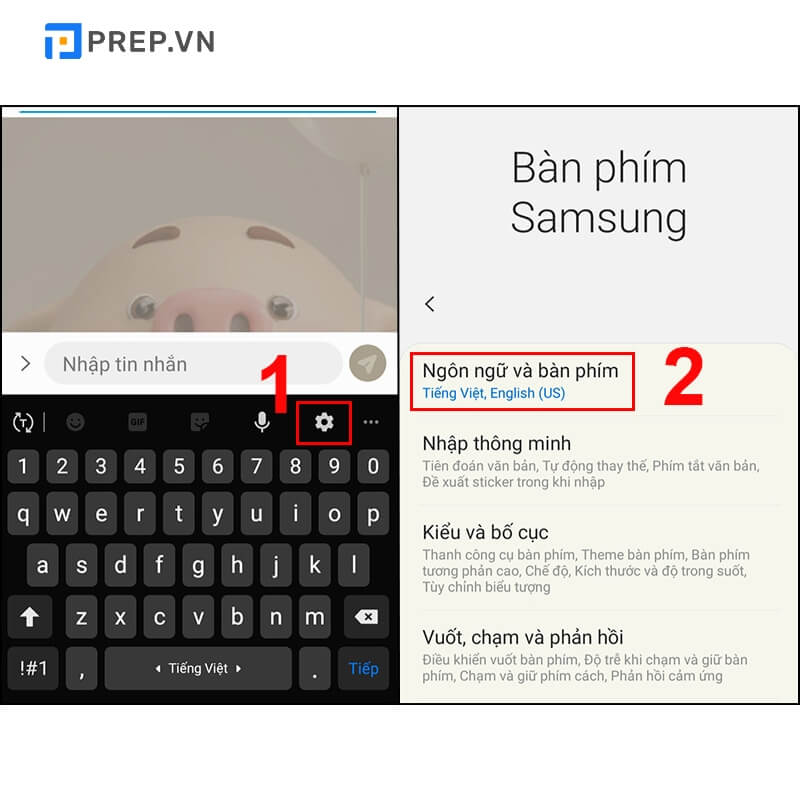 Lựa chọn ngôn ngữ bàn phím trong phần cài đặt