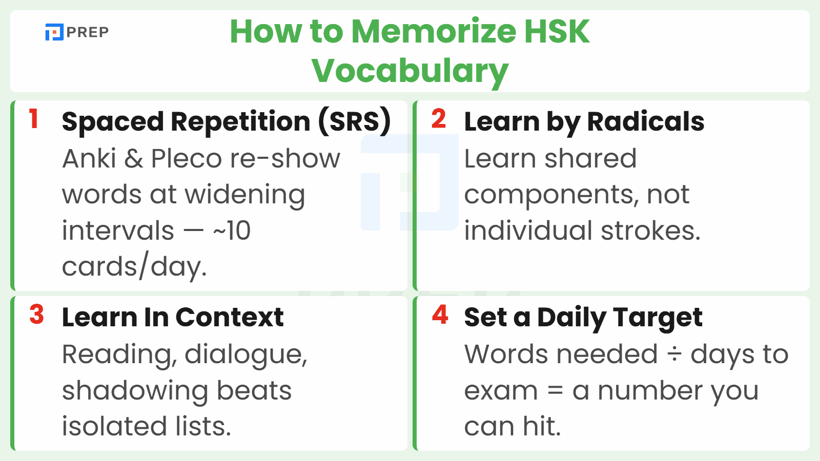 Four ways to memorize HSK vocabulary