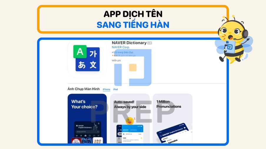 app dịch tên sang tiếng Hàn