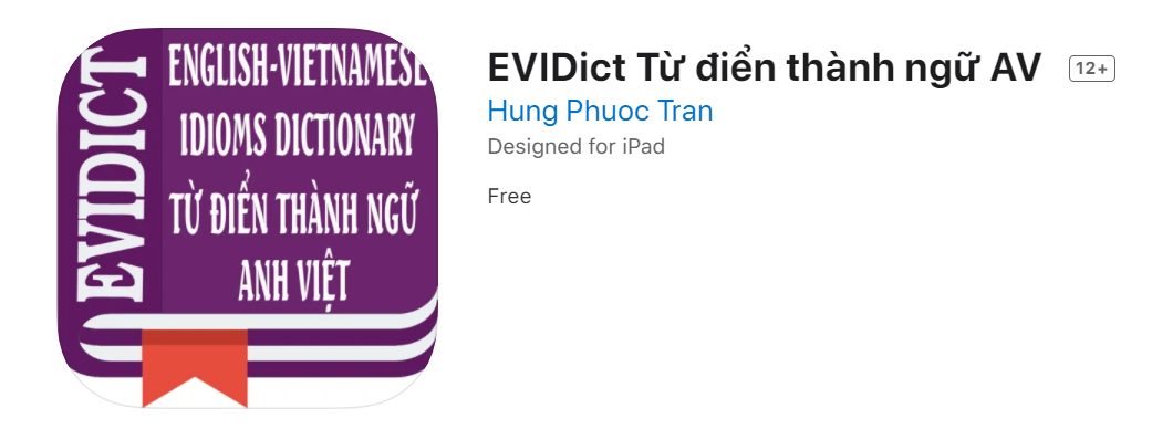 App dịch thành ngữ tiếng Anh EVIDict
