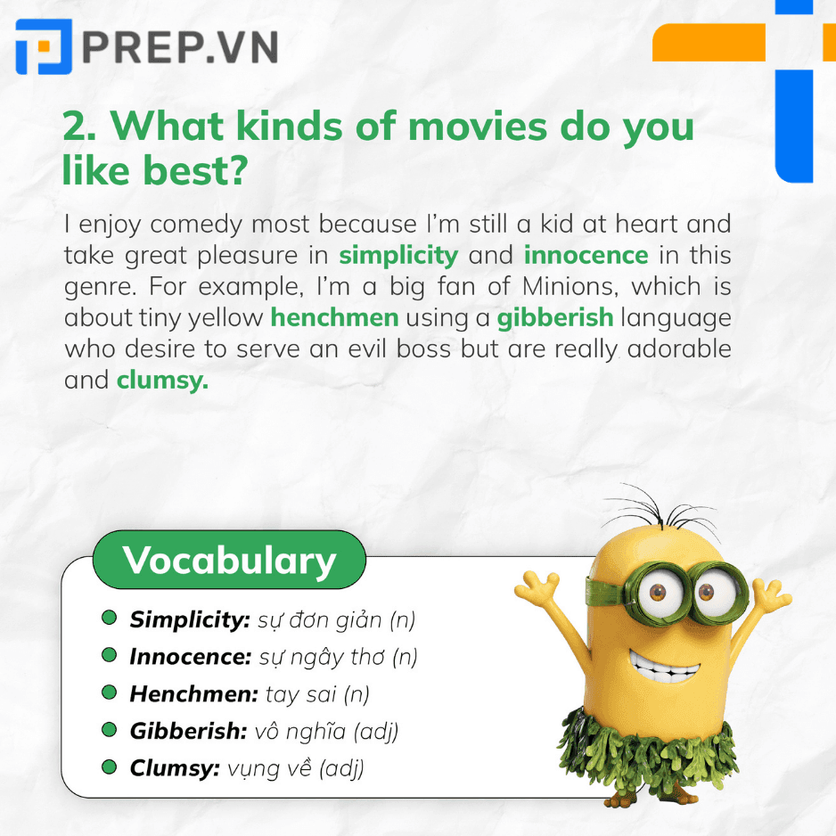Câu trả lời mẫu IELTS Speaking Part 1 chủ đề: Cinema