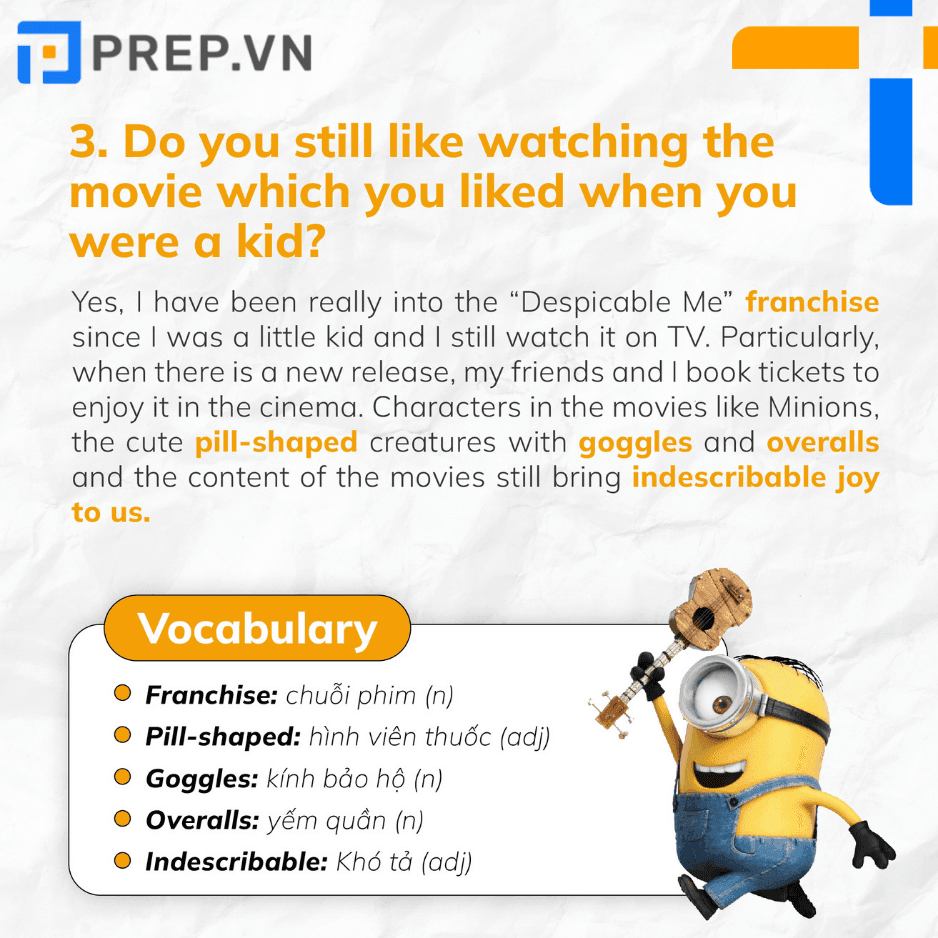 Câu trả lời mẫu IELTS Speaking Part 1 chủ đề: Cinema