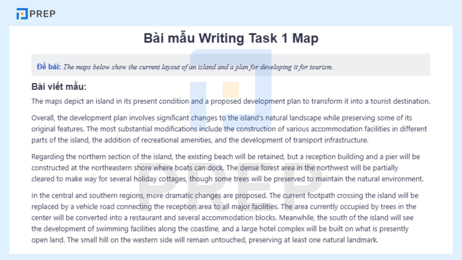 Bài mẫu Writing Task 1 Map