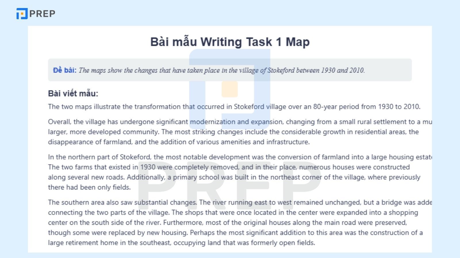 Bài mẫu Writing Task 1 Map
