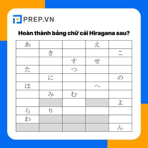 Bài tập bảng chữ cái Hiragana