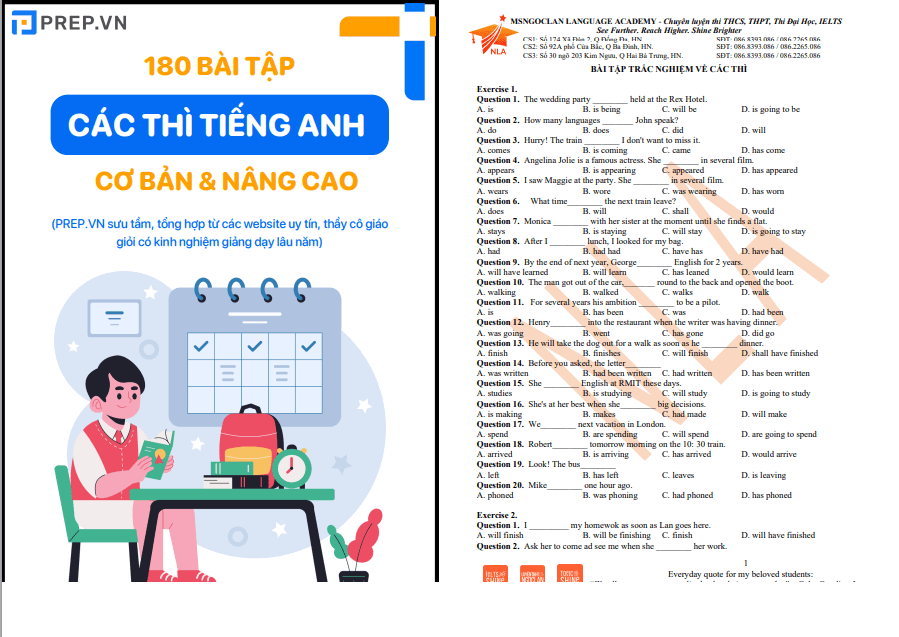 Bài tập các thì trong tiếng Anh