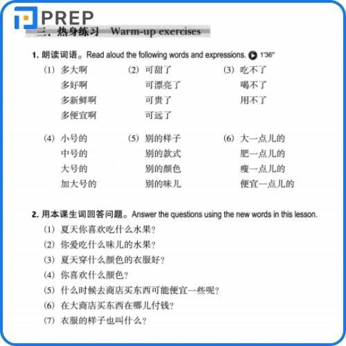 Phần bài tập khởi động theo sách luyện nghe tiếng Trung cấp tốc PDF