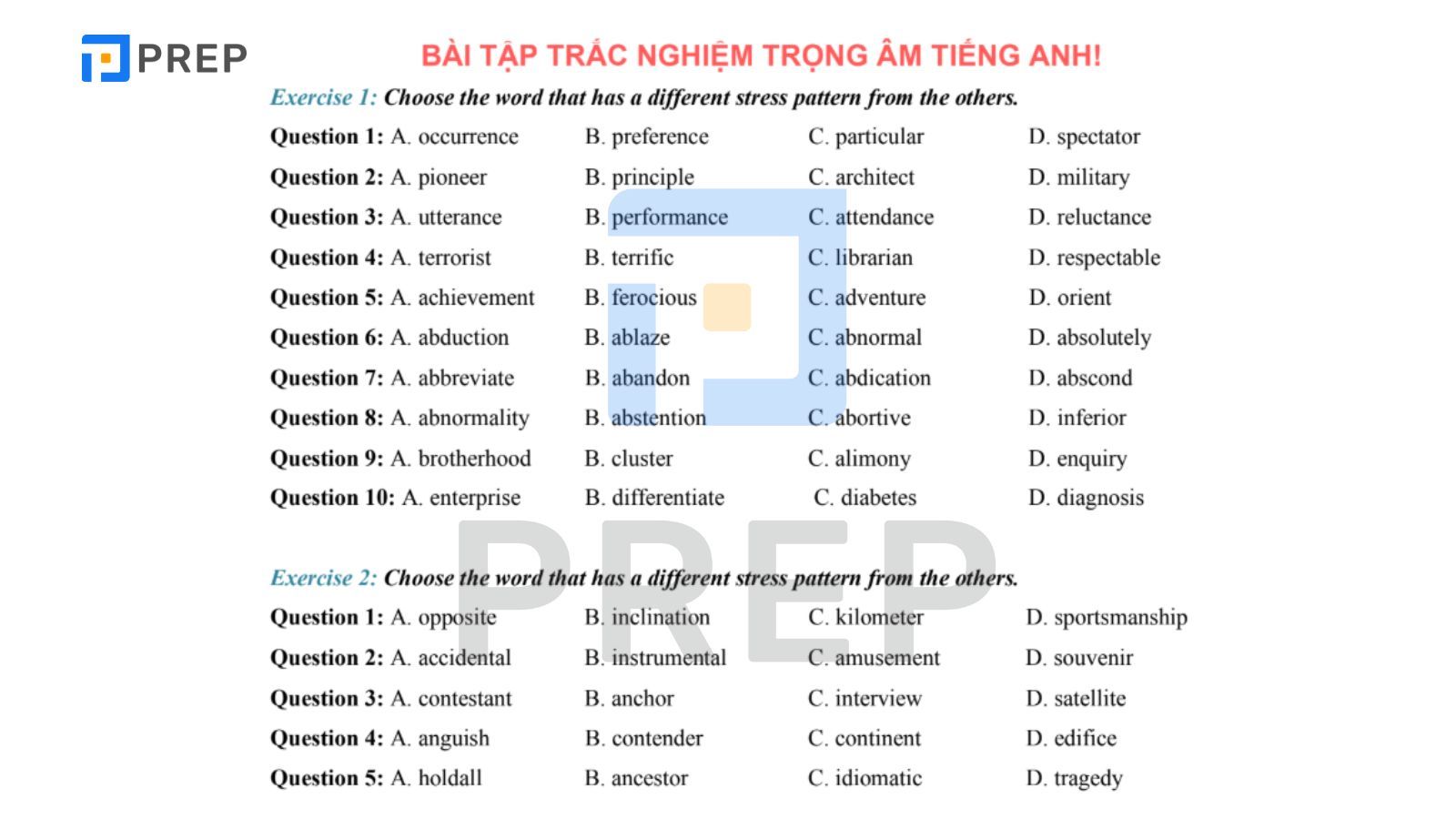 Bài tập ngữ âm