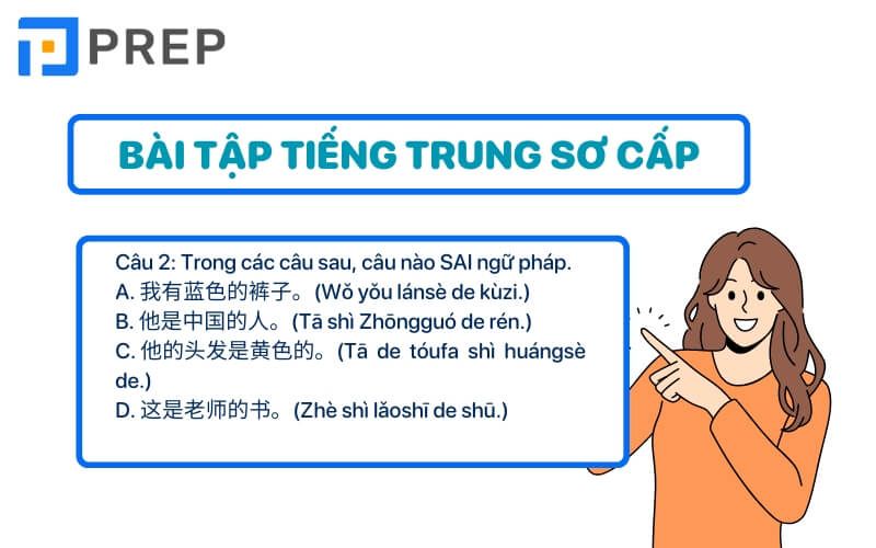 Các dạng bài tập ngữ pháp tiếng Trung có đáp án trình độ Sơ cấp