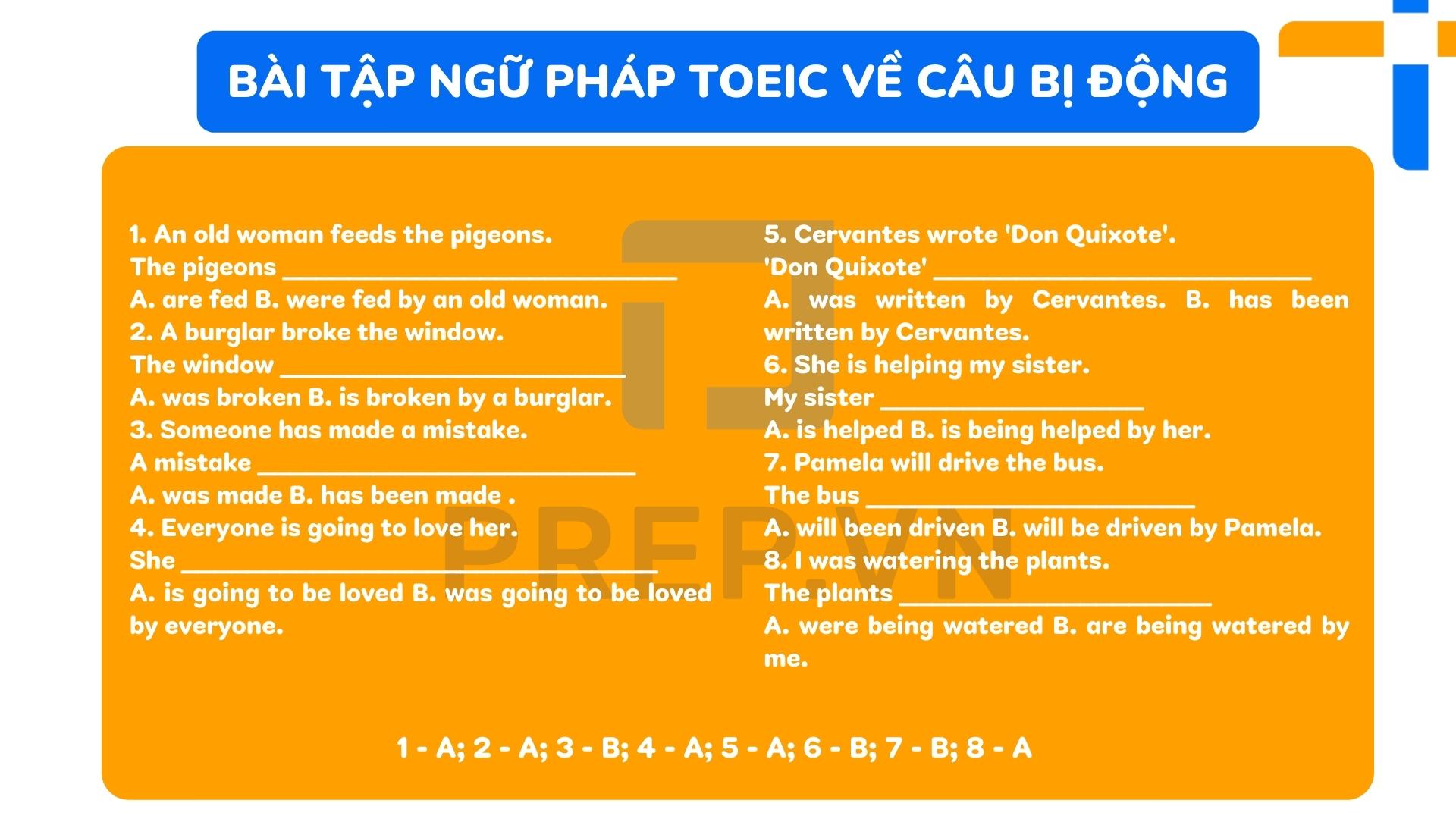 Bài tập ngữ pháp TOEIC về câu bị động