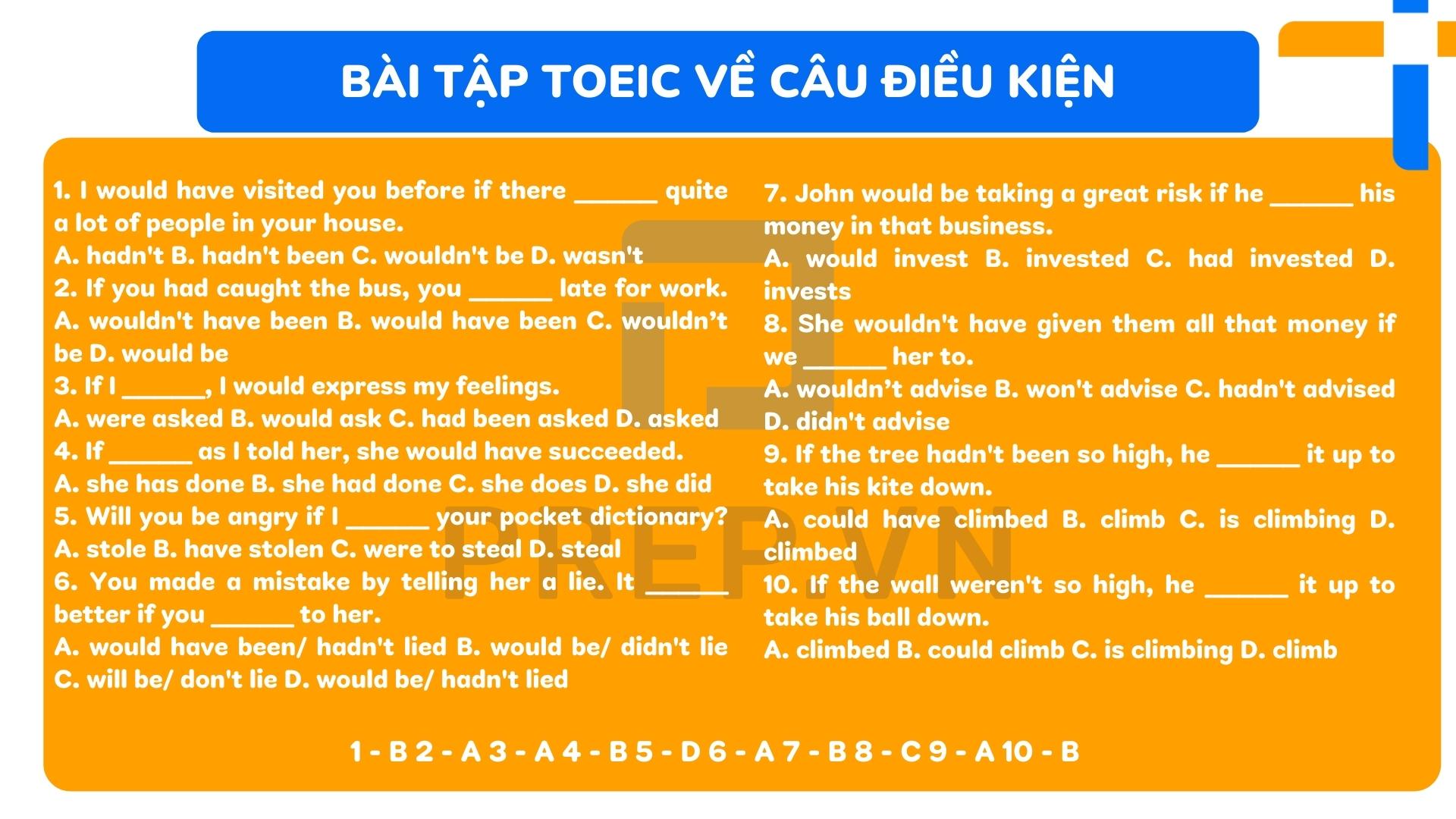 Bài tập ngữ pháp về câu điều kiện