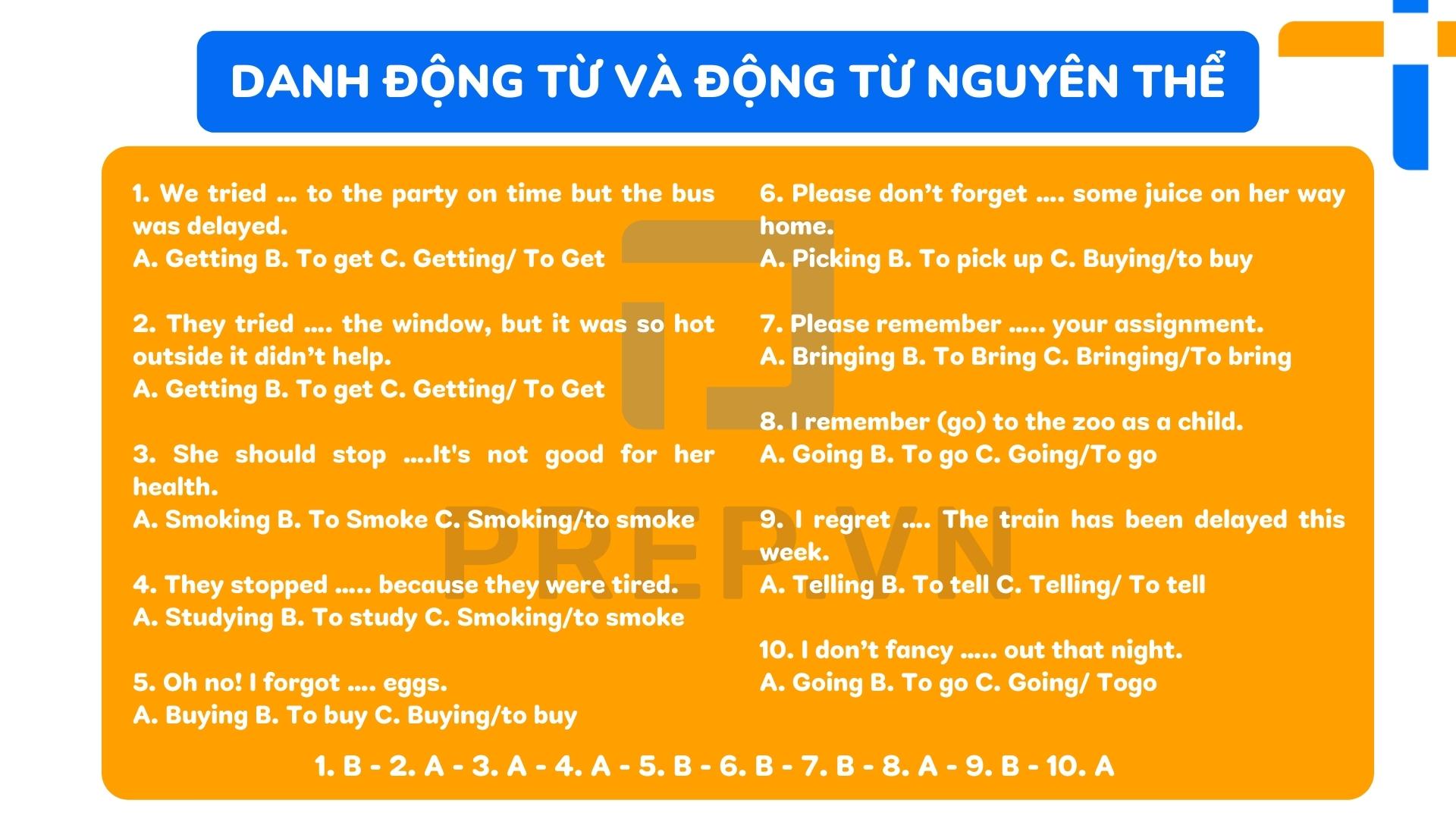 Bài tập ngữ pháp TOEIC về: Danh động từ và động từ nguyên thể