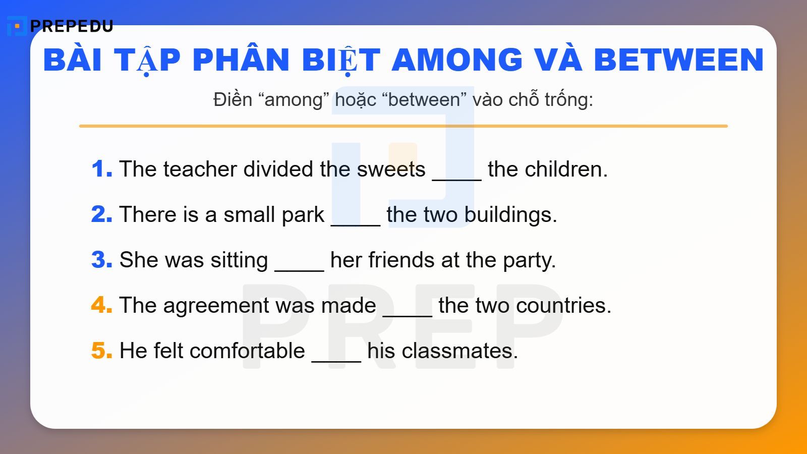 Bài tập phân biệt Among và Between