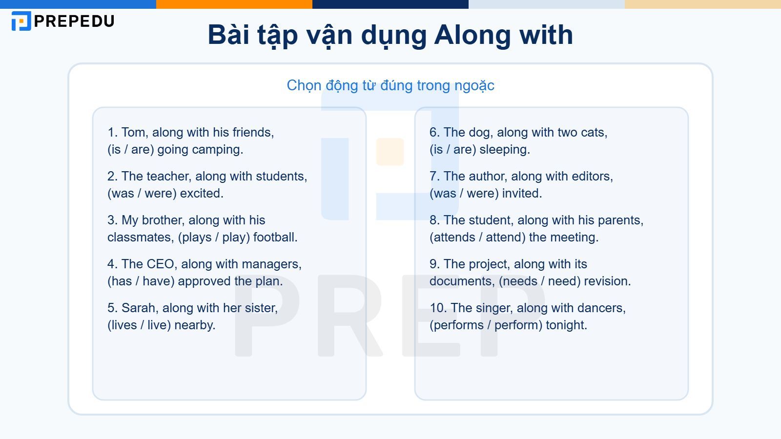 Bài tập vận dụng Along with có đáp án