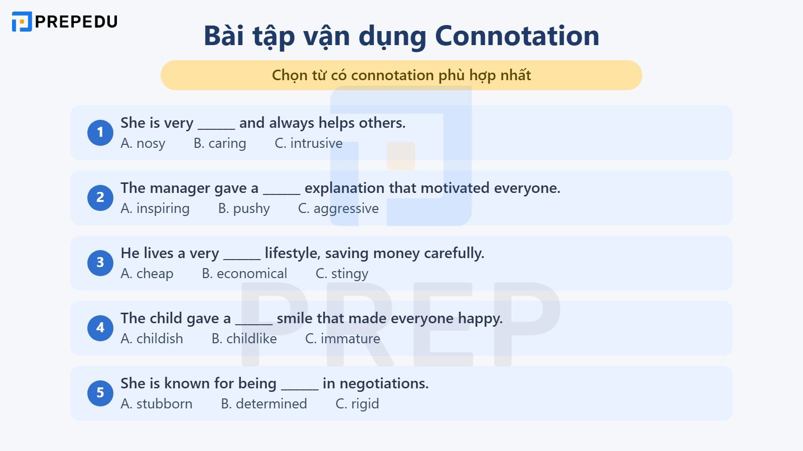 Bài tập vận dụng Connotation