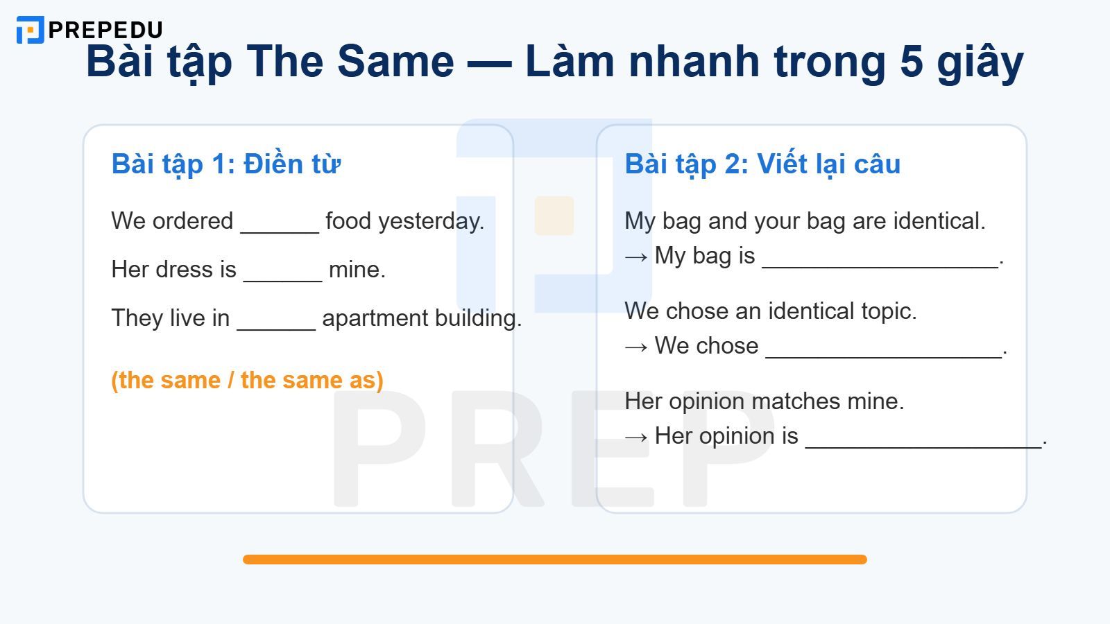Bài tập vận dụng The Same