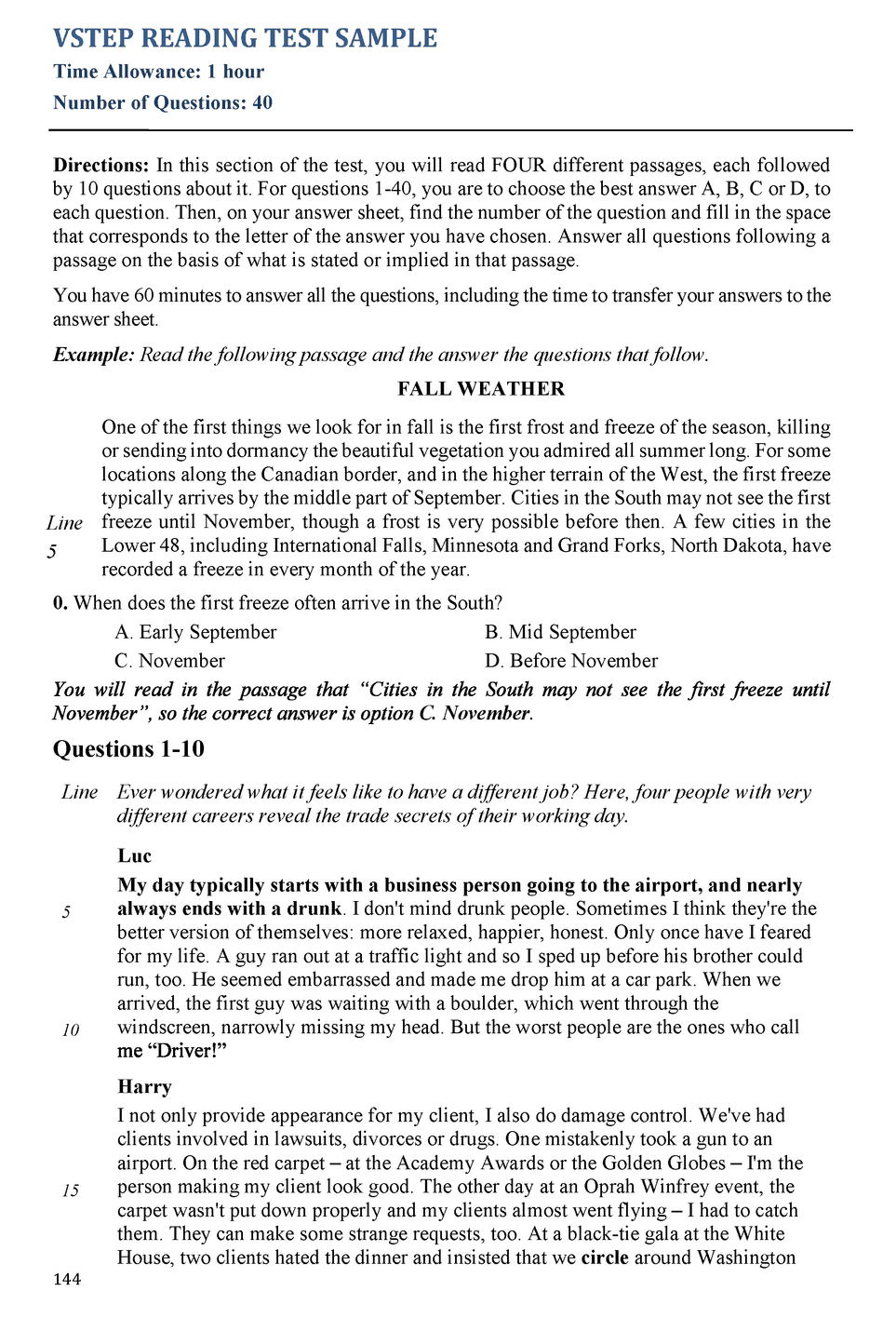 Cấu trúc bài thi VSTEP Reading