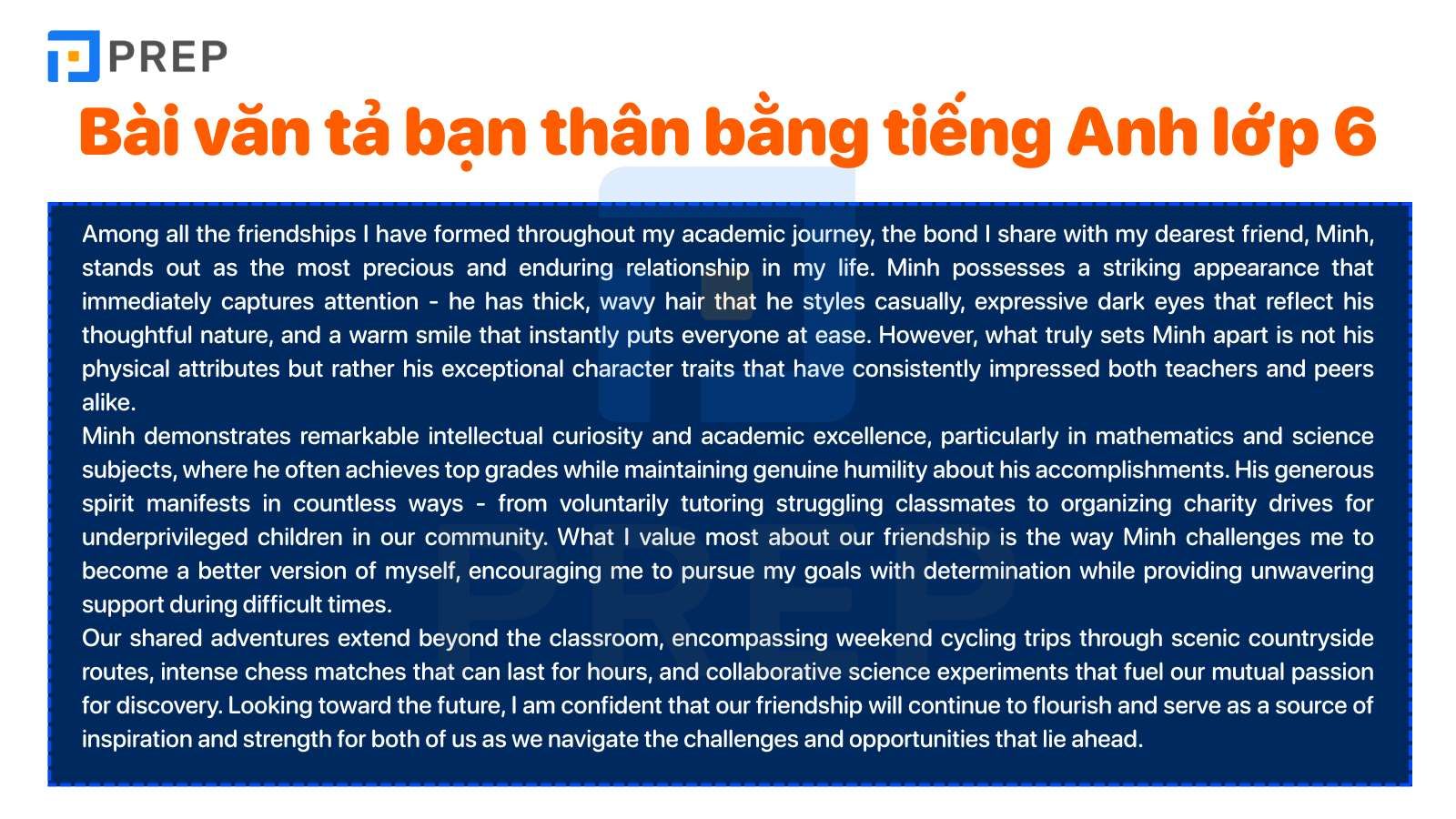 bài văn tả bạn thân bằng tiếng Anh lớp 6