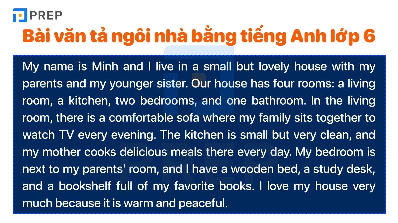 tả về ngôi nhà bằng tiếng Anh lớp 6
