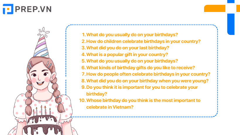 Một số câu hỏi chủ đề Birthday IELTS Speaking Part 1