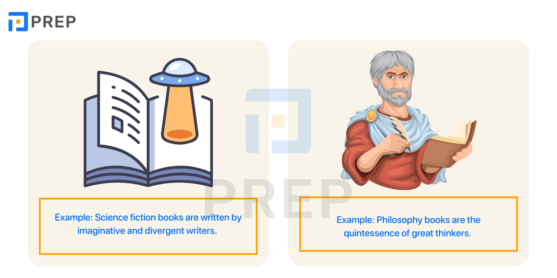 Book genres vocabulary based on content