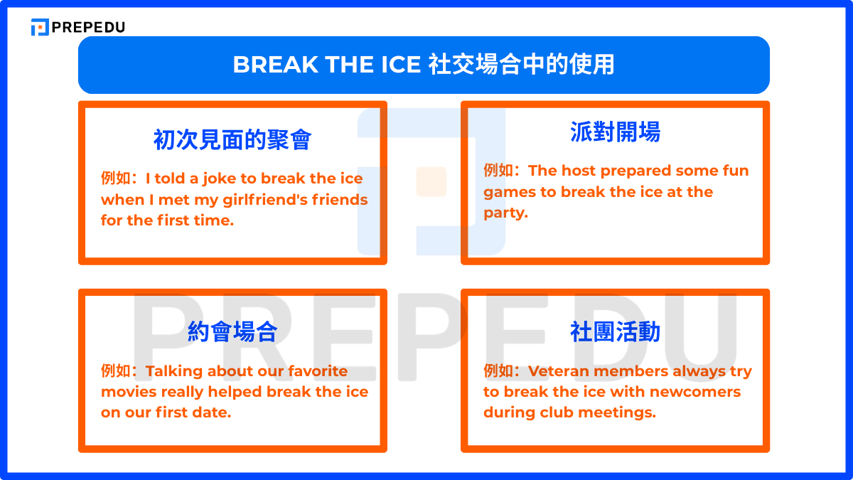 Break the ice 社交場合中的使用