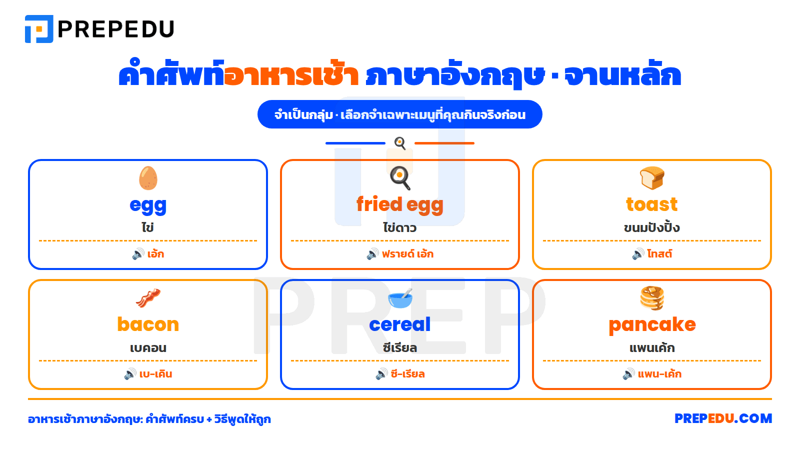อาหารจานหลักมื้อเช้า (Main breakfast foods)