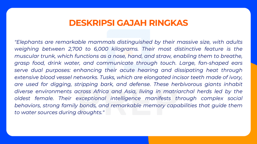 Format Ringkas Deskripsi Gajah dalam Bahasa Inggris