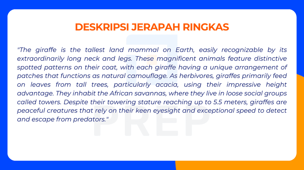 Deskripsi Hewan Jerapah dalam Bahasa Inggris Tanpa Bertele-tele