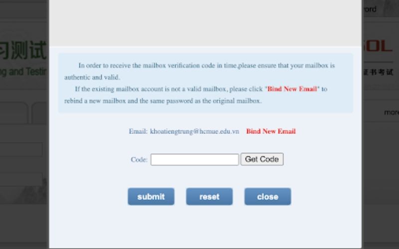 Nhập mã code để xác nhận