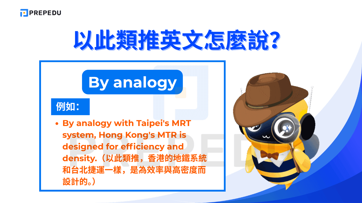 「By analogy」強調「類比推理」，指透過比較兩個相似情況