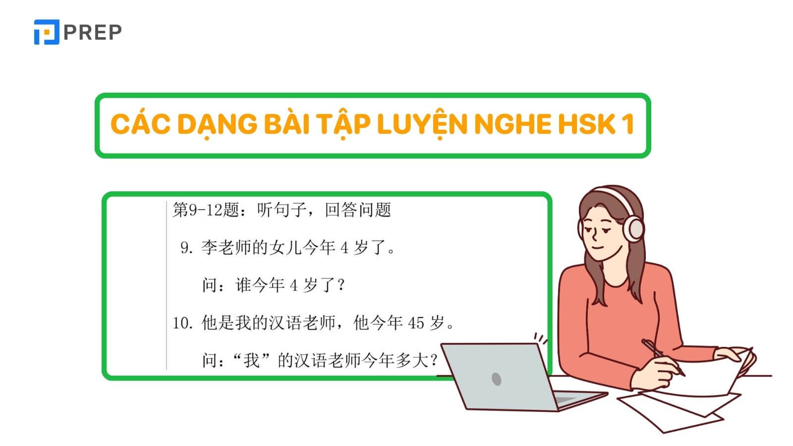 Các dạng bài tập luyện nghe HSK 1
