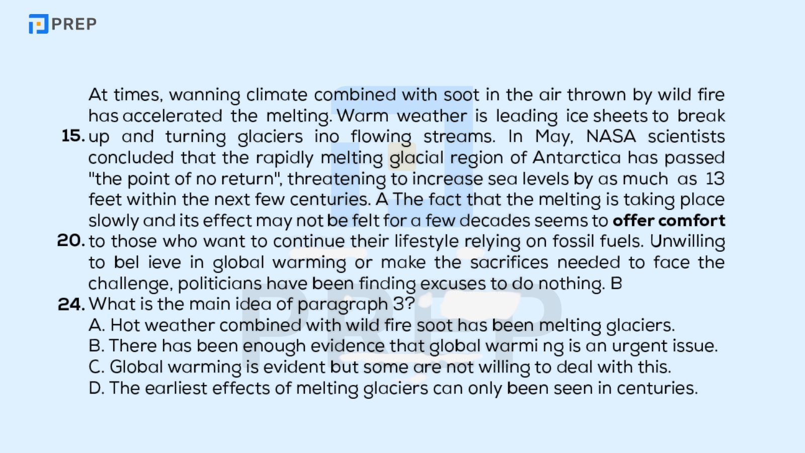 Dạng câu hỏi bài thi Reading VSTEP