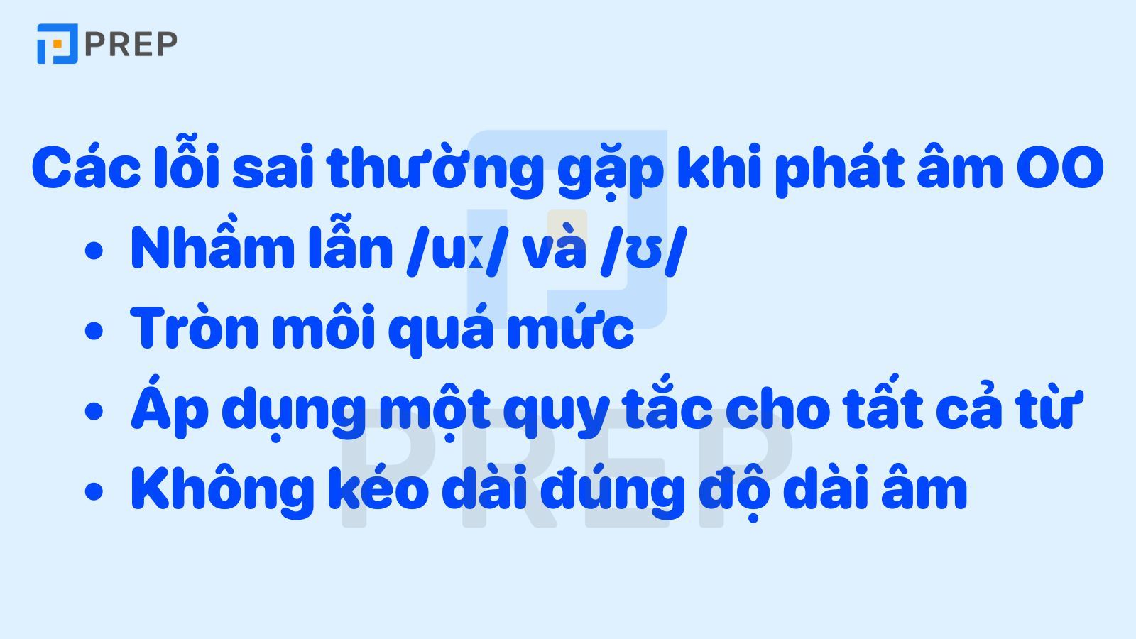 Các lỗi sai thường gặp khi phát âm oo