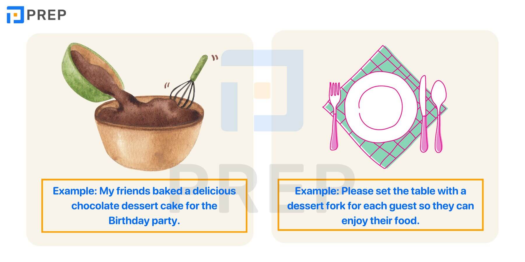 Các từ/cụm từ thường đi với Dessert