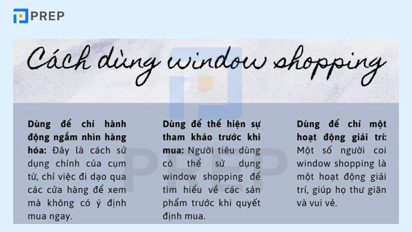 Cách dùng Window shopping