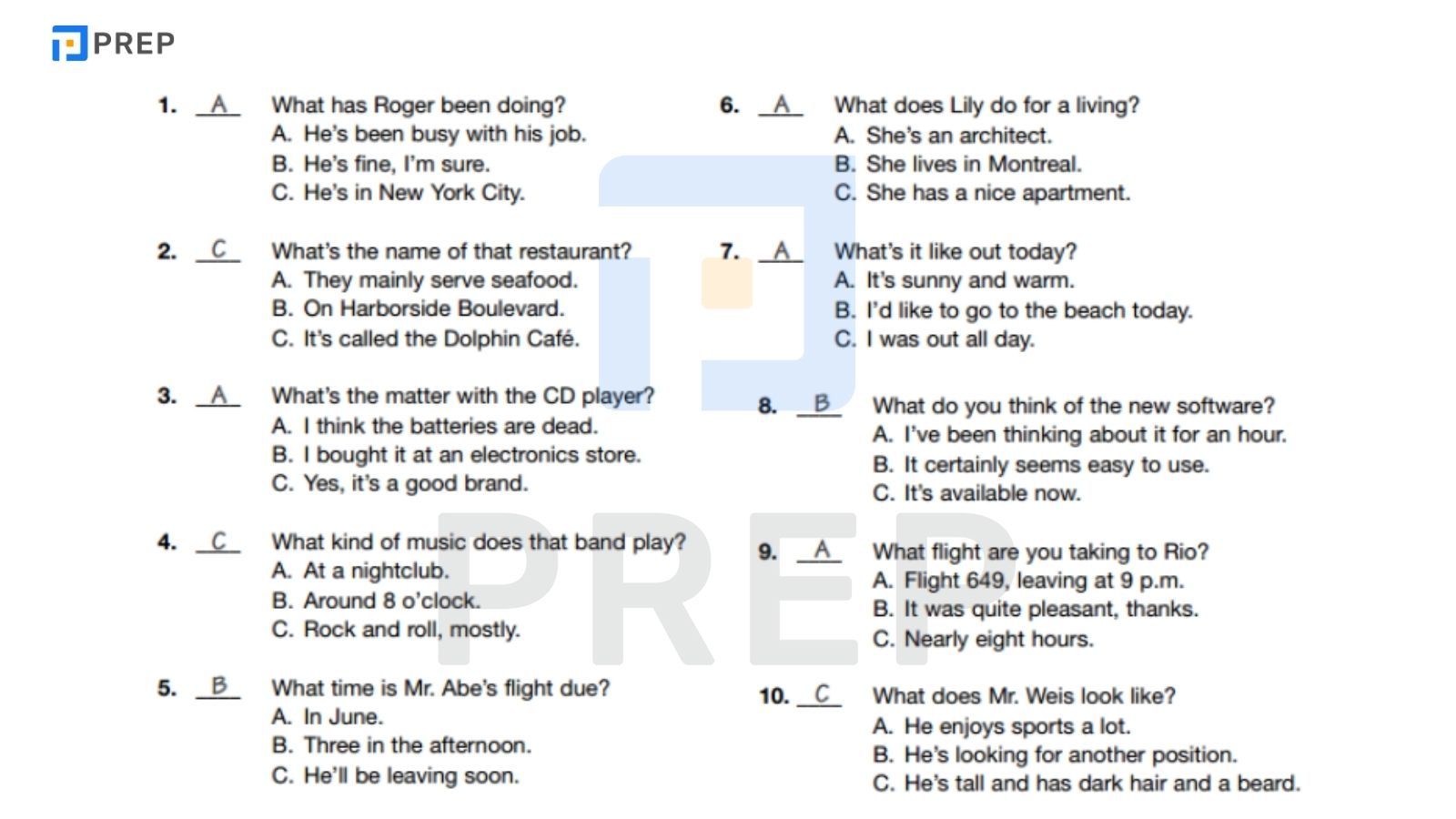 Cách làm từng dạng bài TOEIC Part 2